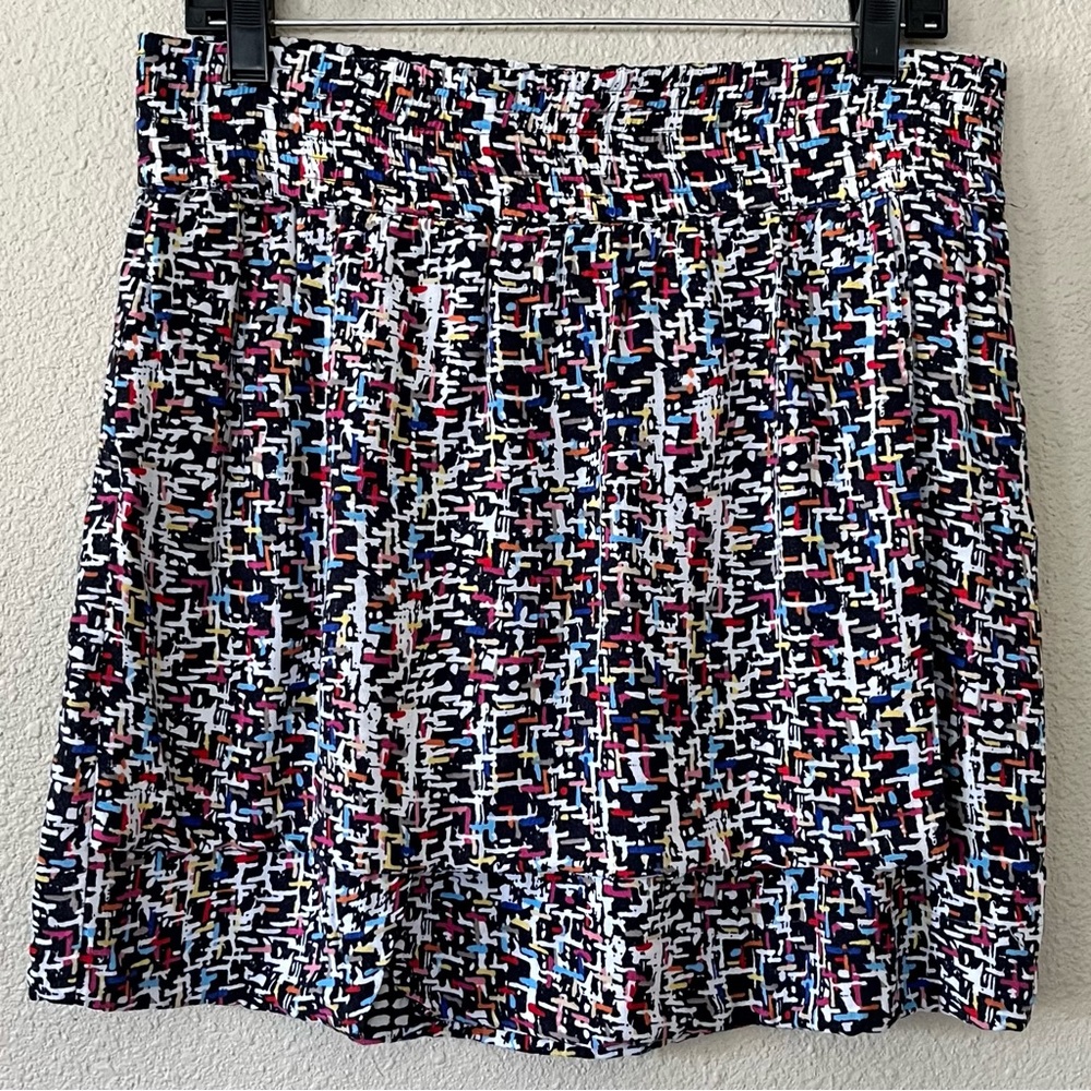 CAbi Black and White Pleated Skater Mini Skirt